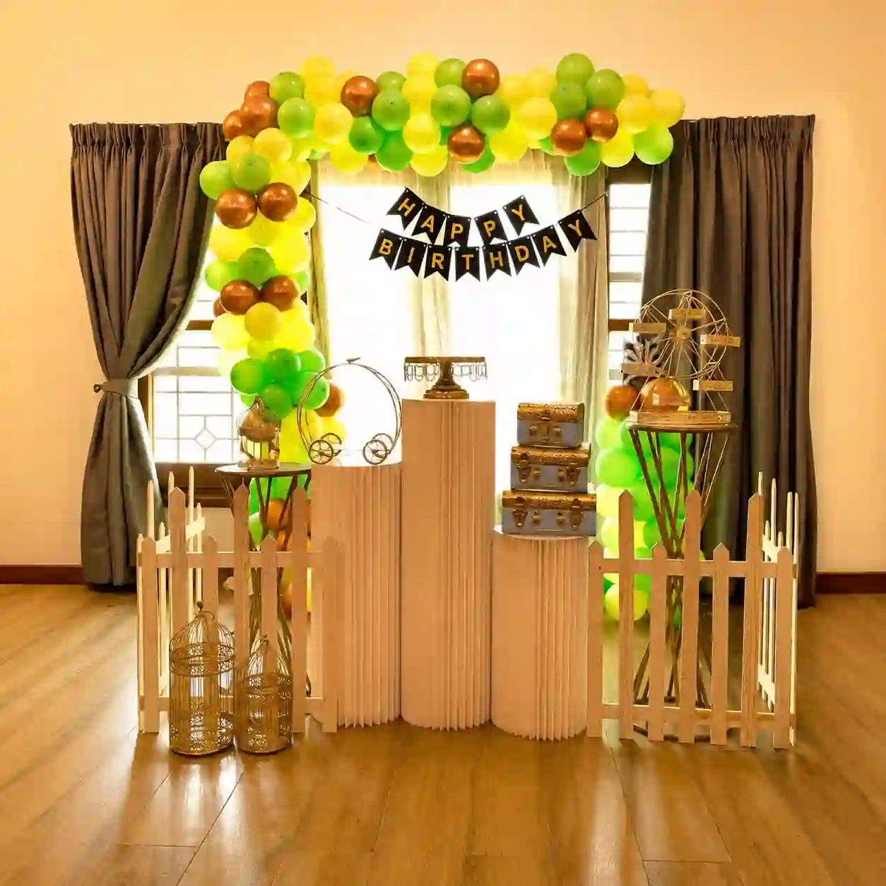 Green Jungle Theme Happy Birthday Decor